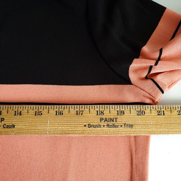 Misook Coral Black Colorblock Cardigan Jacket Sweater L Modern Classic Career - Picture 6 of 9